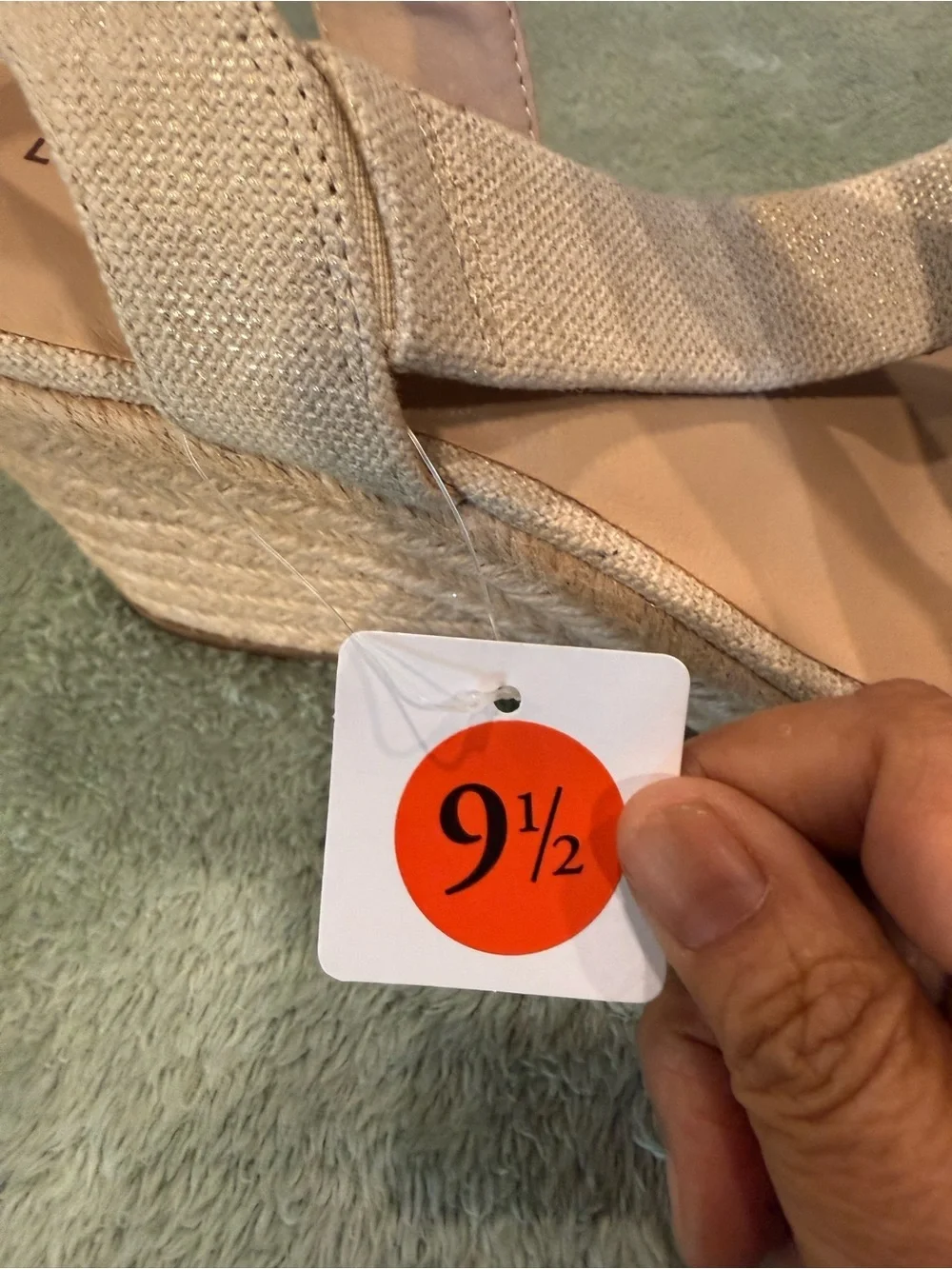 Lucky Brand Cliesa Espadrille Wedge Sandals Women’s 9.5 Beige Shimmer Slip On